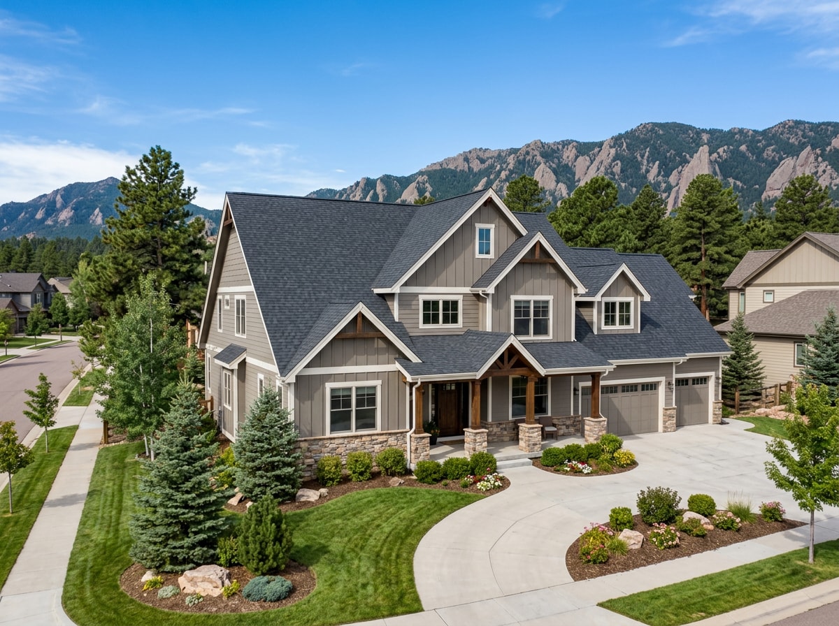 Front Range style home with a newly completed shingle roof and finished siding, Denver suburb