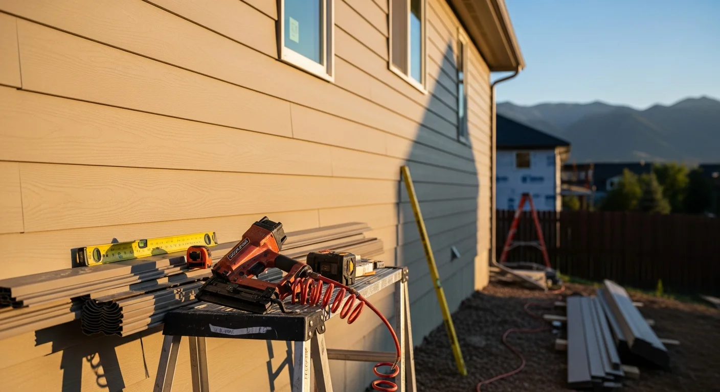 New vinyl siding installed on residential home exterior