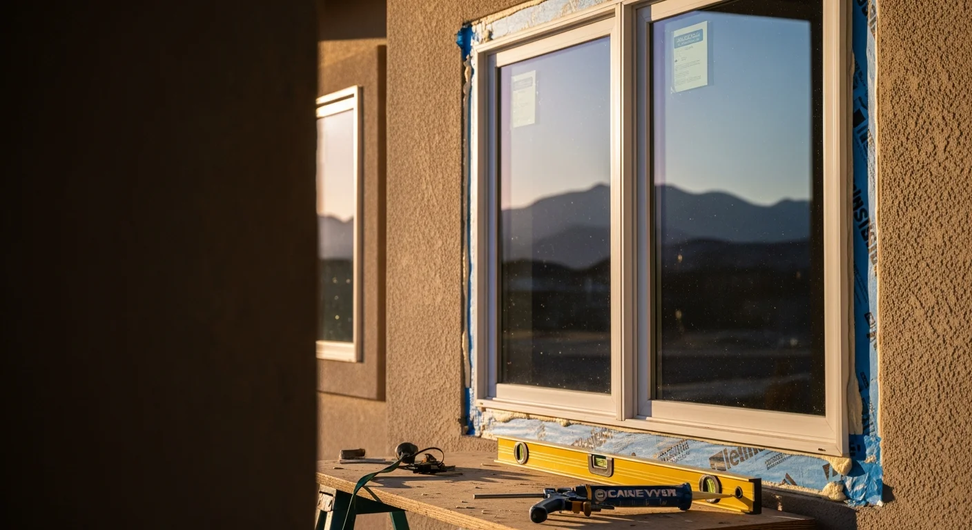 A Littleton home exterior showing newly installed replacement windows with clean frames and tight seals. The installation is complete with finished trim and no visible gaps around the frame edges.